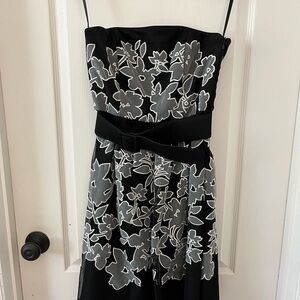 White House Black Market Strapless Black and White Cocktail Dress